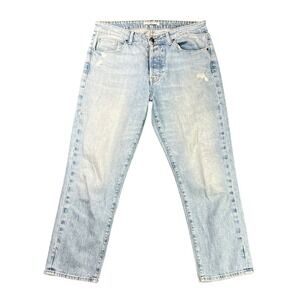 Fidelity Denim Women's Size 29 Jimi Hollywood Straight Leg Jean Light Distressed
